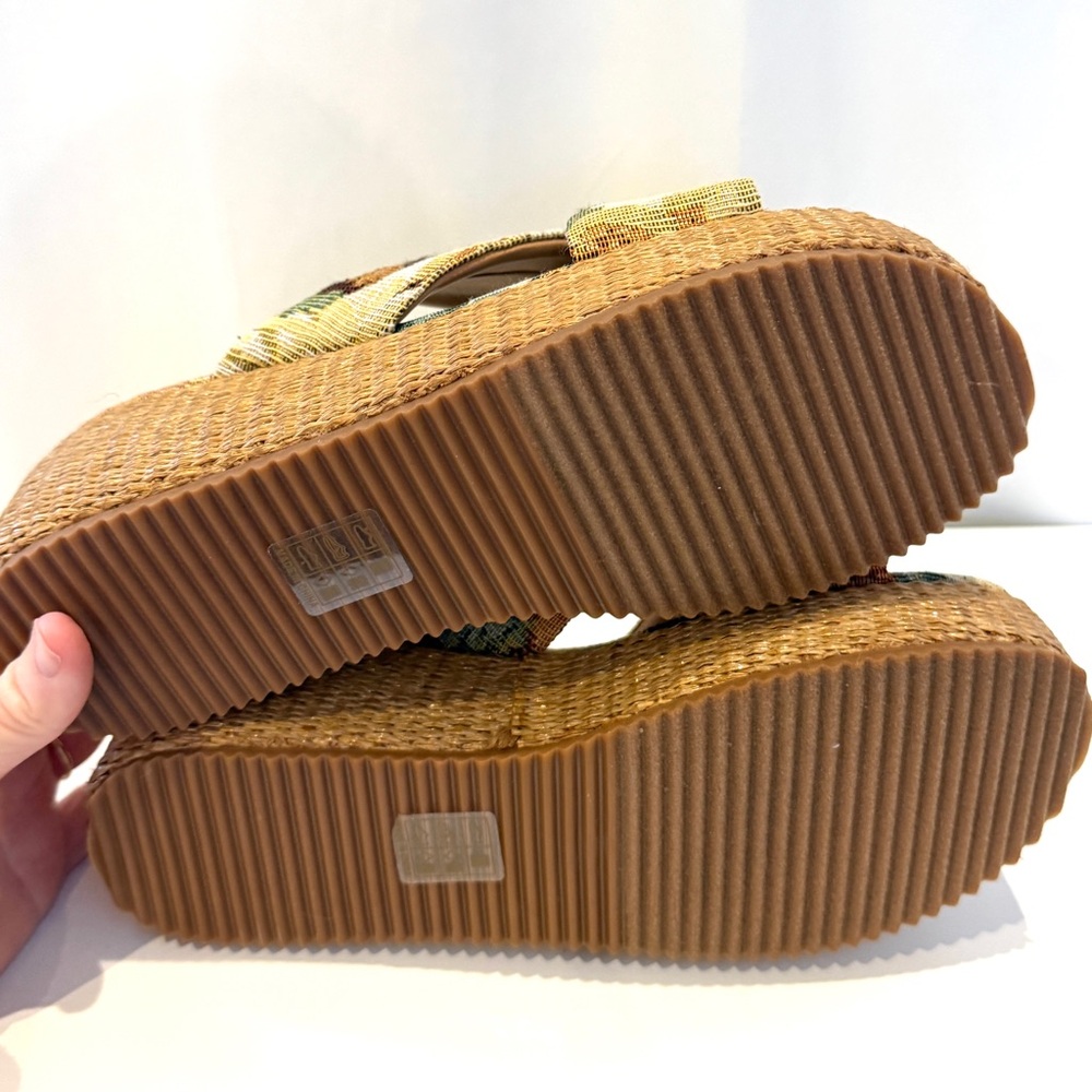 NWOT Oasis Society Platform Slide Sandals Floral Woven Size 8 Boho Chic - Picture 7 of 10